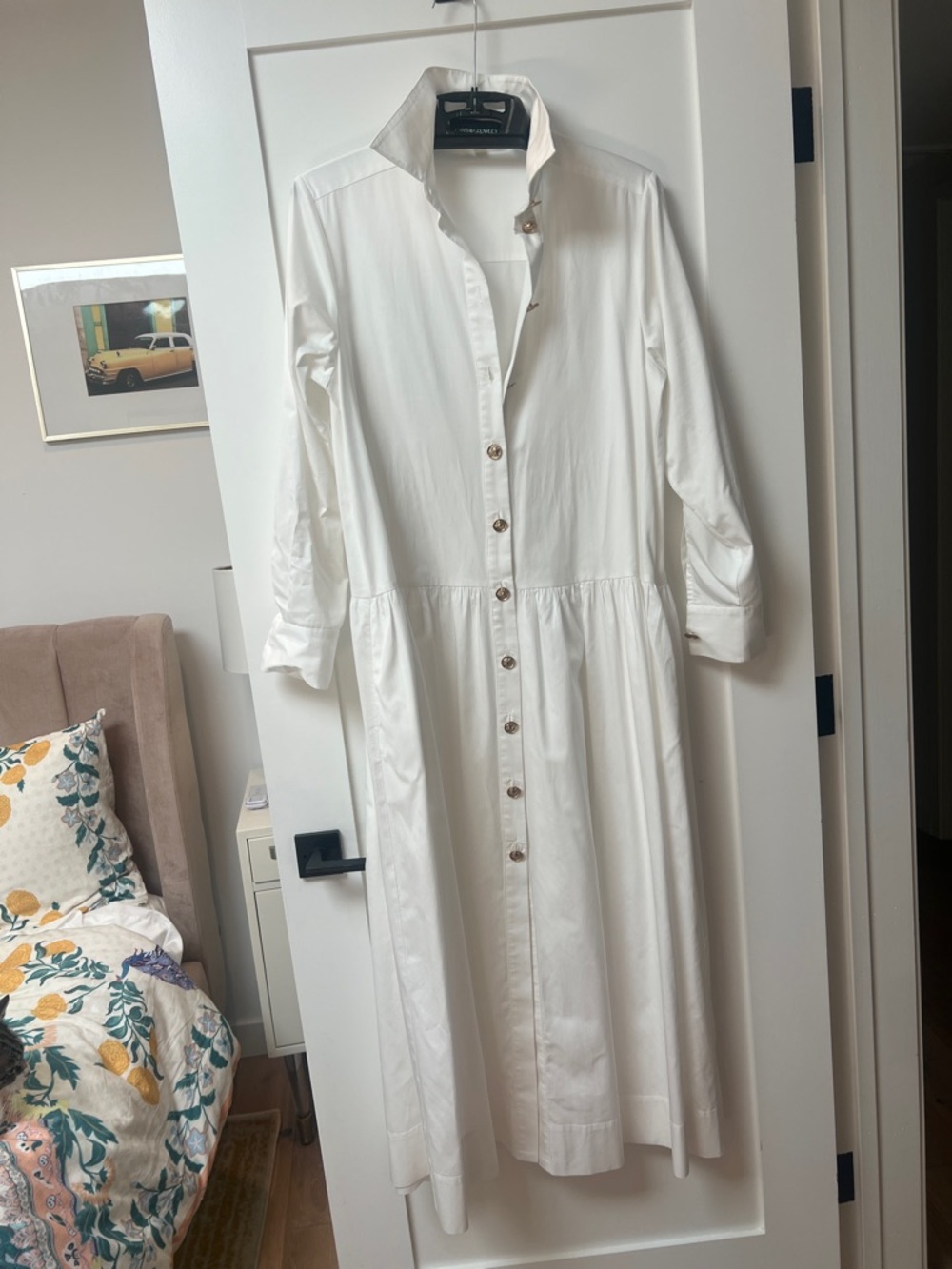 Classic White Button-Front Shirt Dress